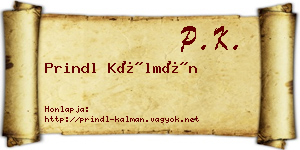 Prindl Kálmán névjegykártya