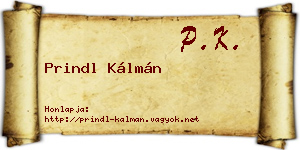 Prindl Kálmán névjegykártya